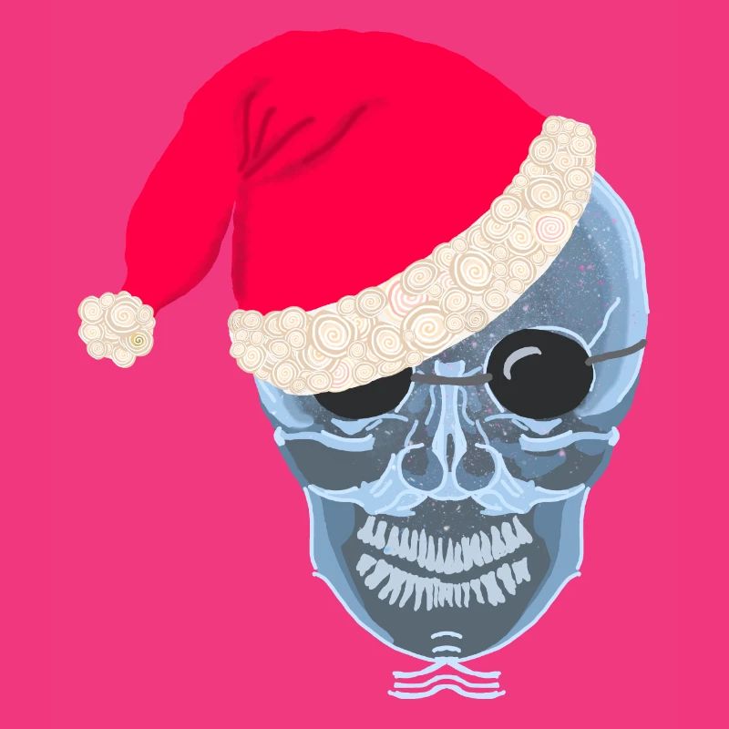 X-ray skull Santa hat, drawing