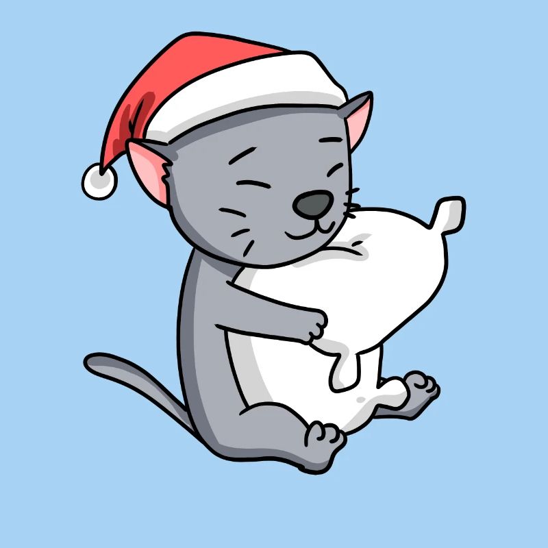 Chat Mignon Korat Chat Fatigué Noël