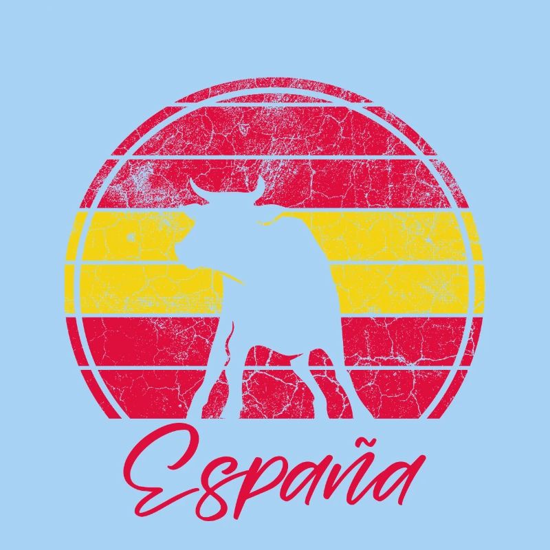 Spanische Flagge mit Stier retro