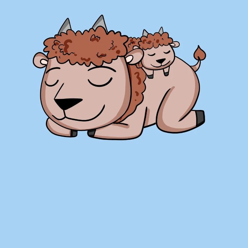 Famille de bisons - Bison avec bébé