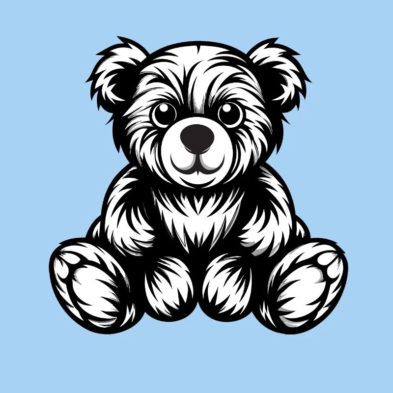 Cute Monochrome Teddy Bear Design