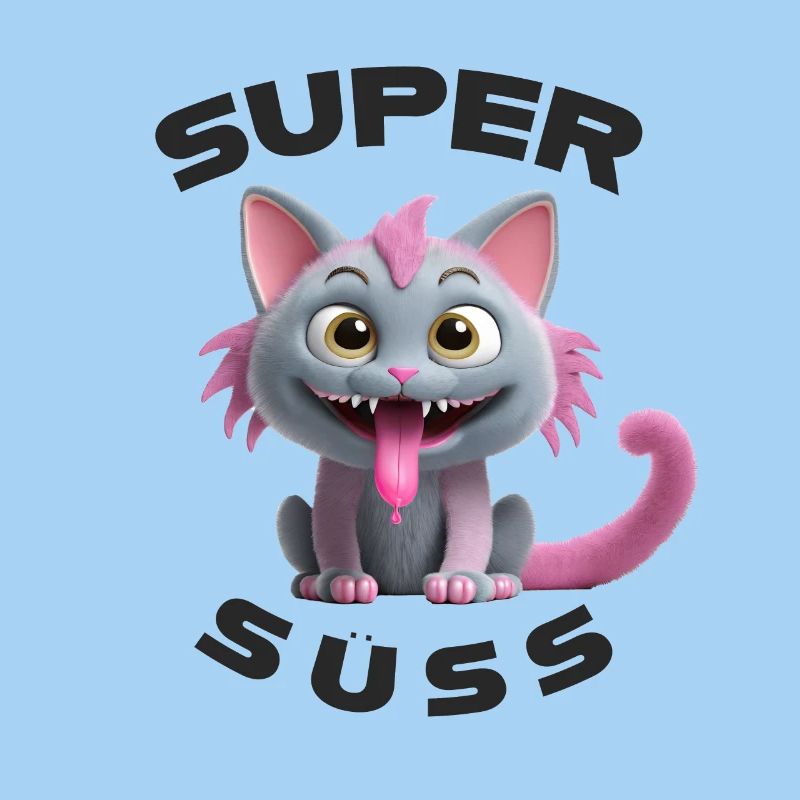 Monstre chat super mignon avec une longue langue