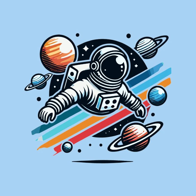 Rétro astronaute aventure spatiale planète