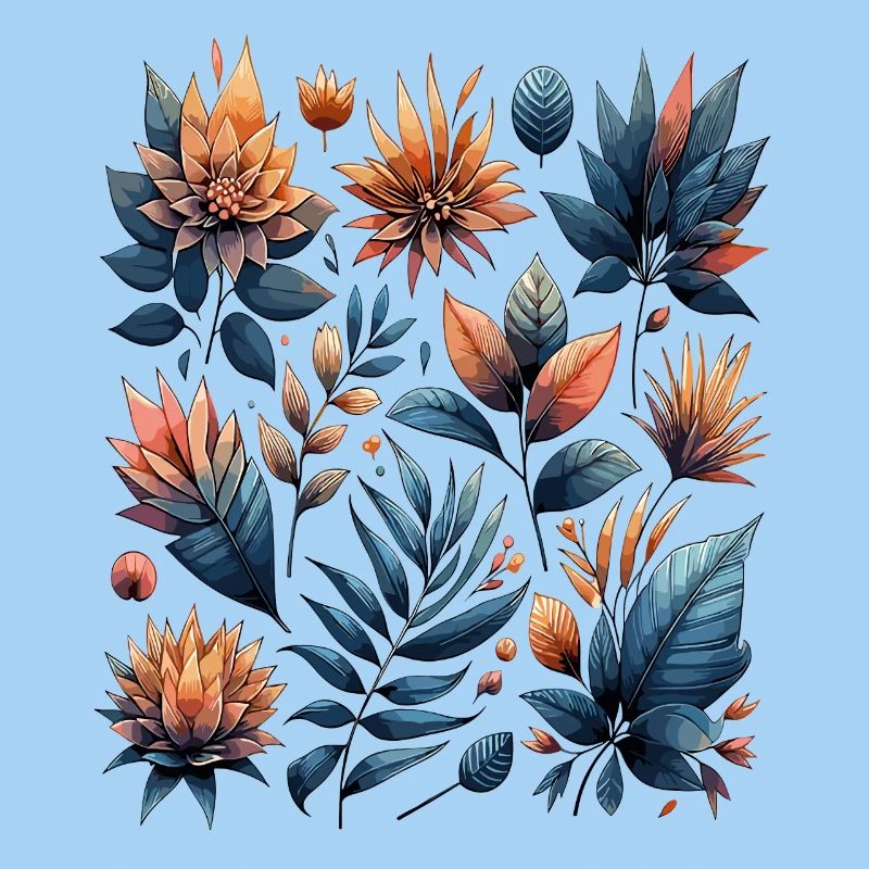 Aquarelle Blätter Boho Blättermuster