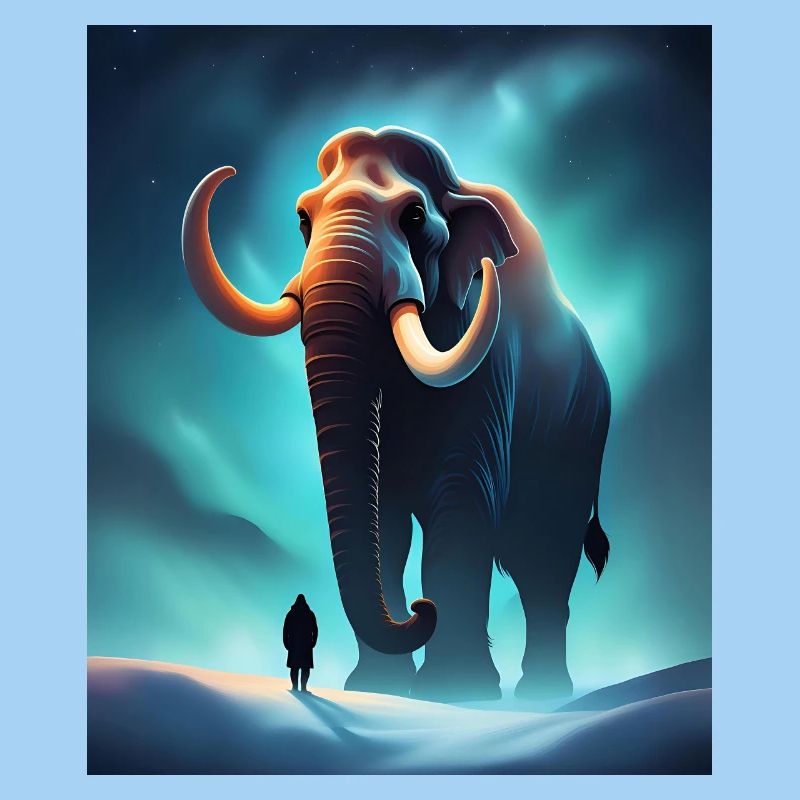 Cooles Mammut und ein Mensch