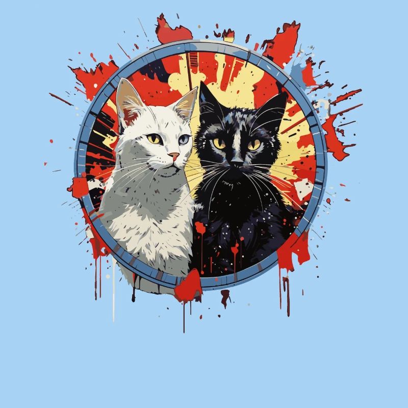 Noir et blanc Chat Boxe Match Boxe