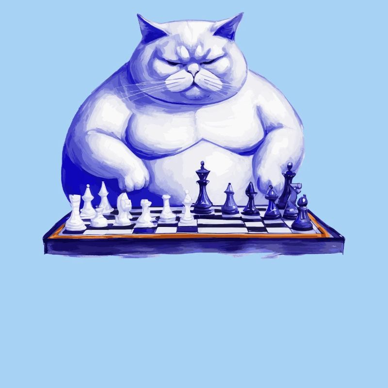 Cat playing chess