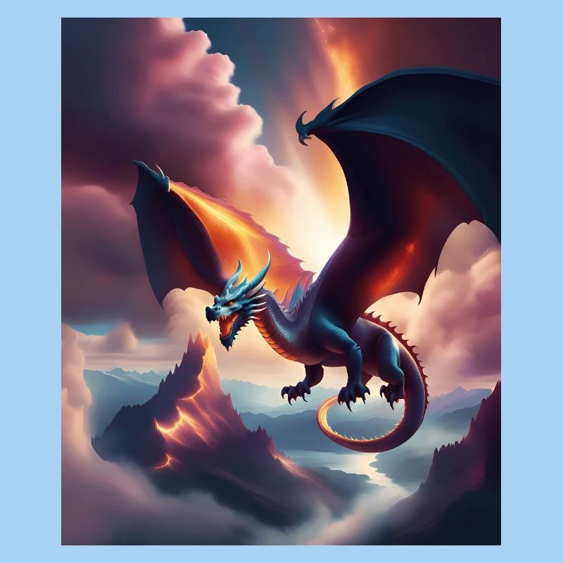 Dragon flying over the mountains