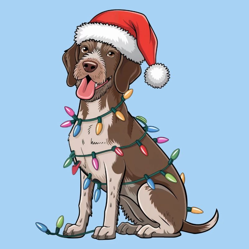 German Wirehaired Pointer Christmas Lights Xmas