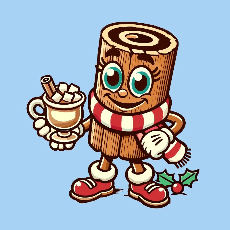 Chocolat chaud avec dessin animé de Noël à la cannelle