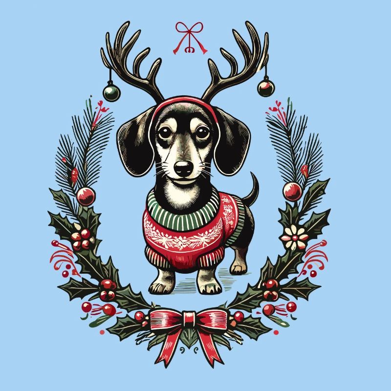 Fröhlicher Dackel Im Weihnachtspullover