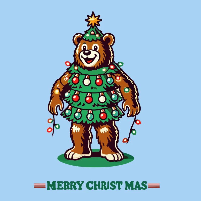 weiFröhlicher Weihnachtsbär Mit Lichterkette