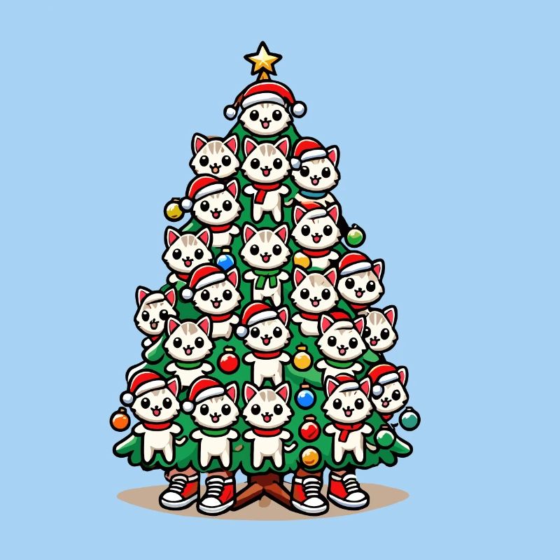 Sapin de Noël avec des chats