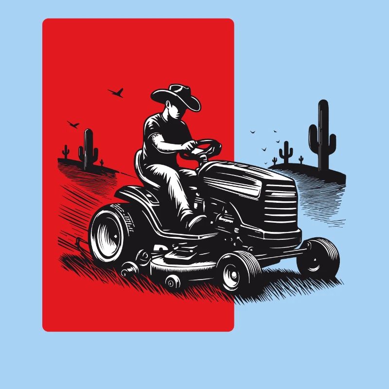 Man on lawn tractor