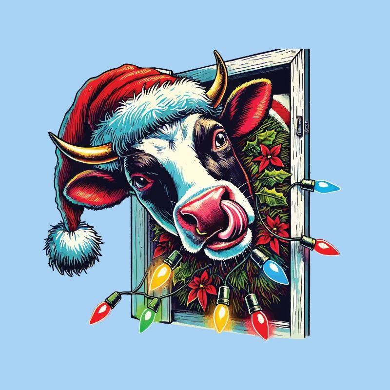 Lustige Weihnachtskuh Mit Lichtern