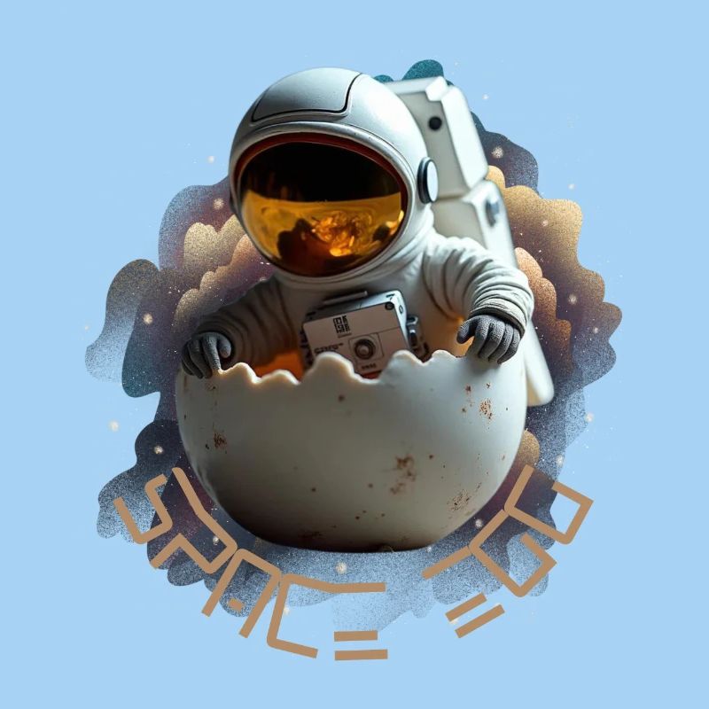 Astronaut in eggshell