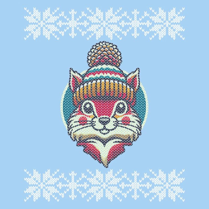 Winterlicher Strickstil Eichhörnchen Mit Mütze