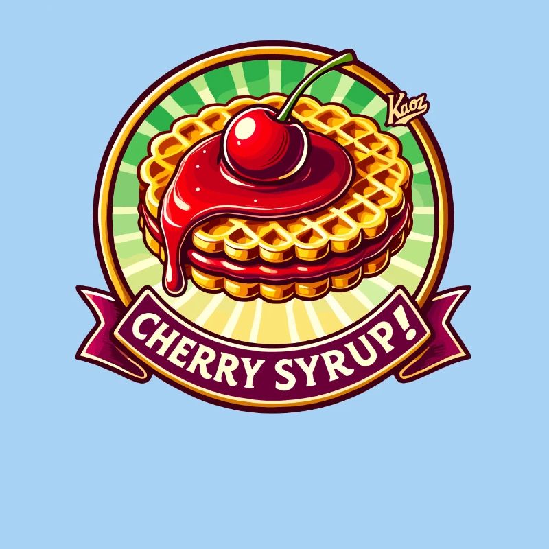Waffles with cherry and syrup