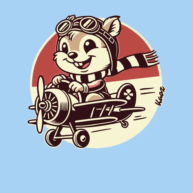 Lustiger Eichhörnchen Pilot im Propeller-Flugzeug
