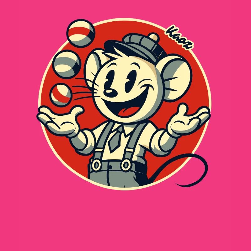 Funny retro mouse as a juggler