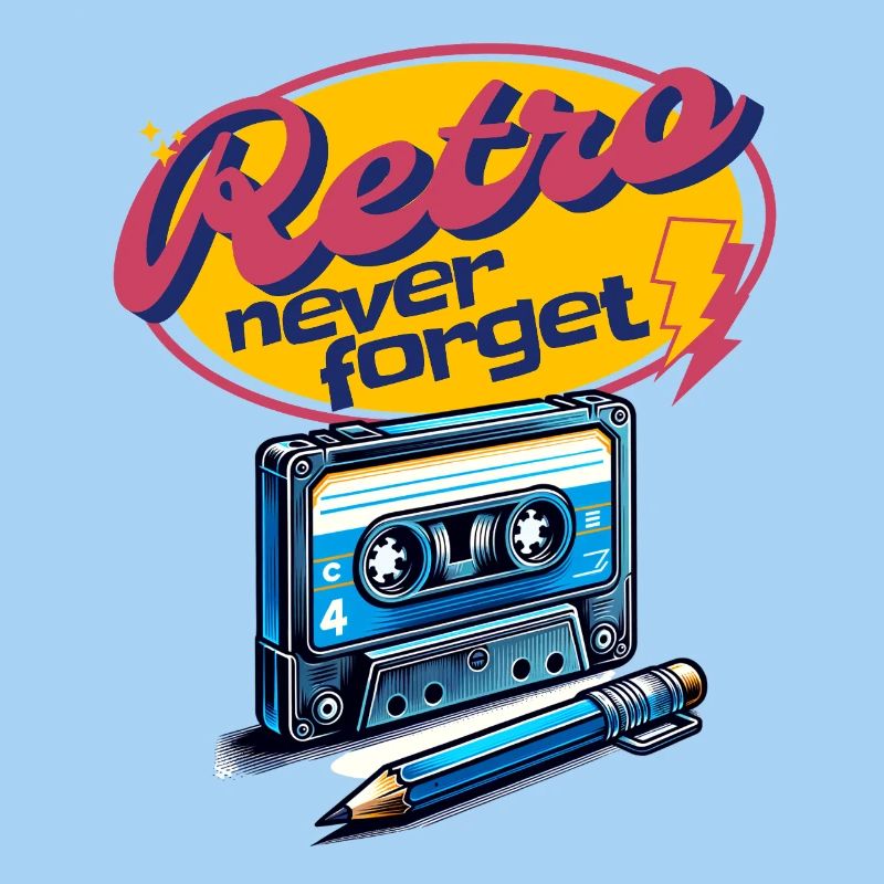 Retro Kassette und Stift Never Forget cool Fun