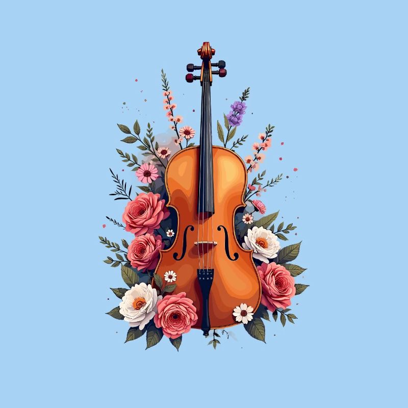Elegante Violine mit Blumendekor
