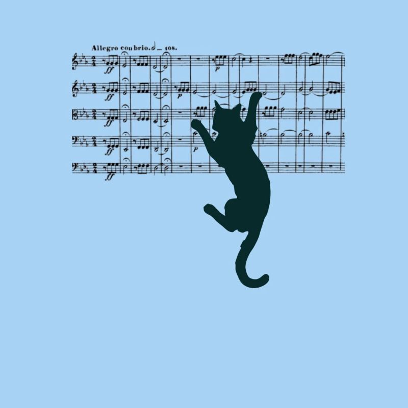 Partition de la Symphonie n° 5 de Beethoven avec motif de chat