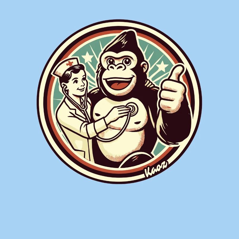 Gesundheit mit System – Gorilla mit Daumen hoch