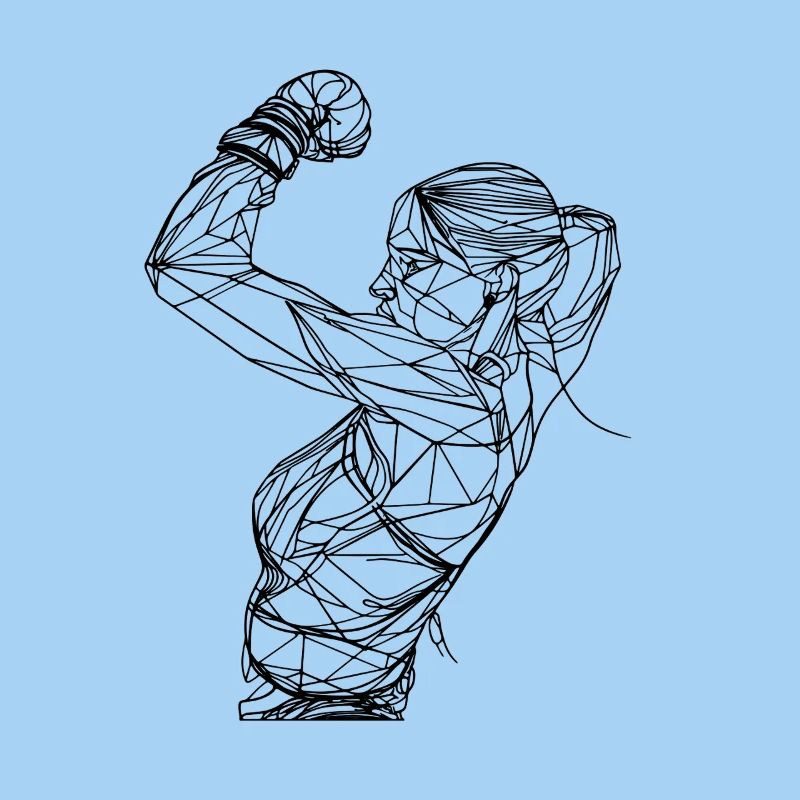 Dessin au trait de boxeuse féminine