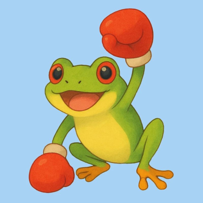 Frog with boxing gloves