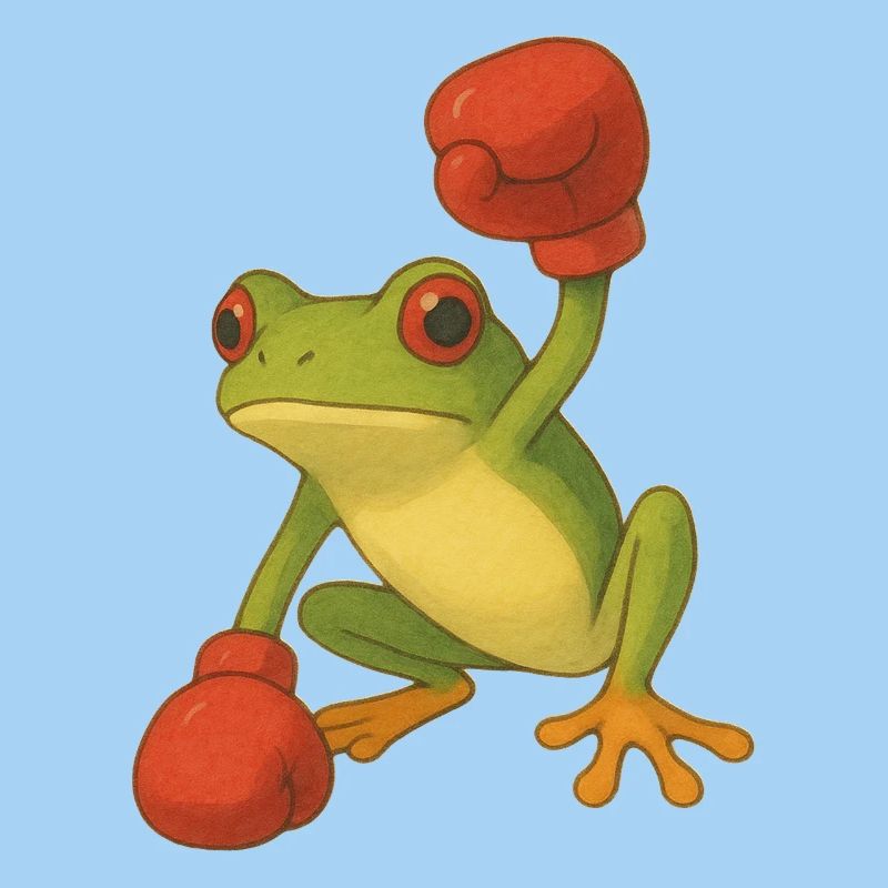 Frosch mit Boxhandschuhen