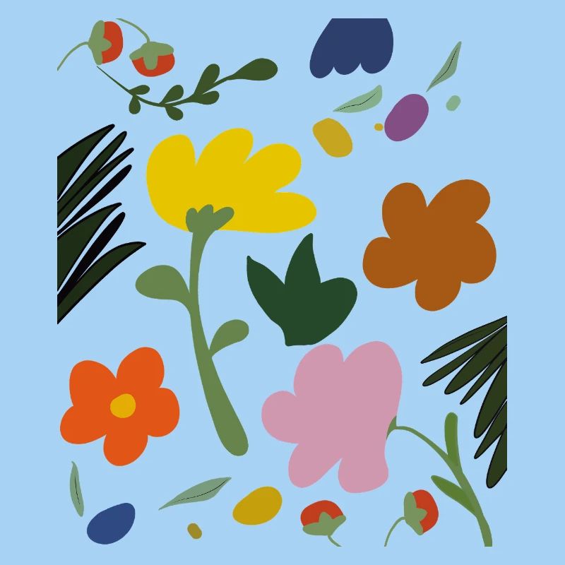 Fleurs abstraites en palette printanière