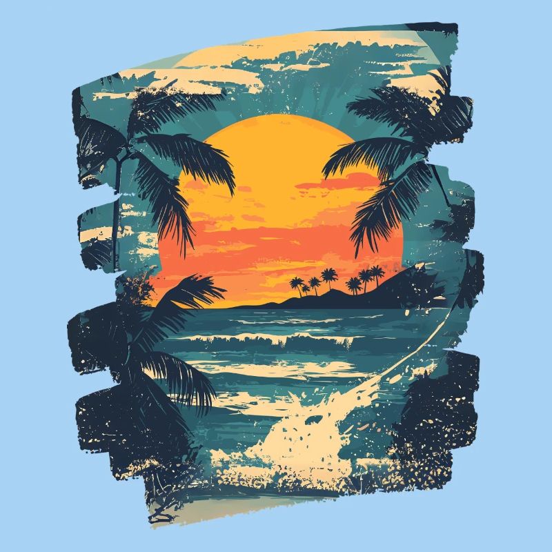 Beach Palm Trees Sunset Summer