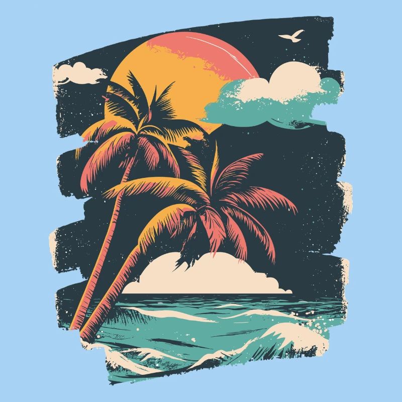 Beach Palm Trees Sunset Summer