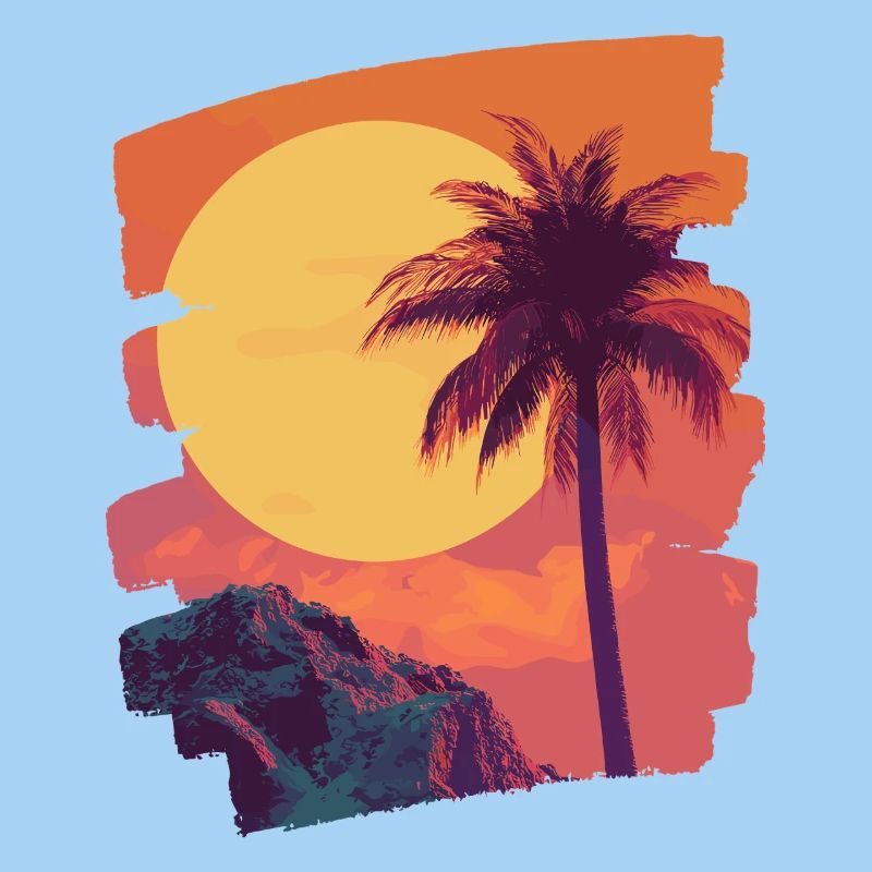 Beach Palm Trees Sunset Summer