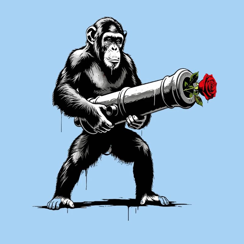 Peace Not War - Monkey with Rose Cannon