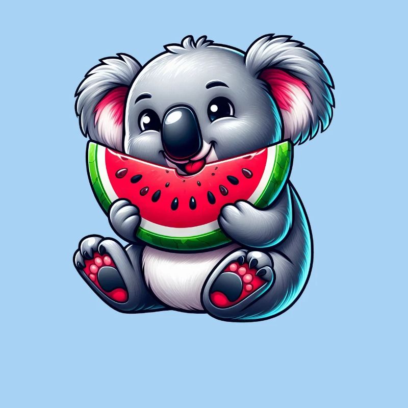 Mignon Koala avec Dessin animé d’été pastèque