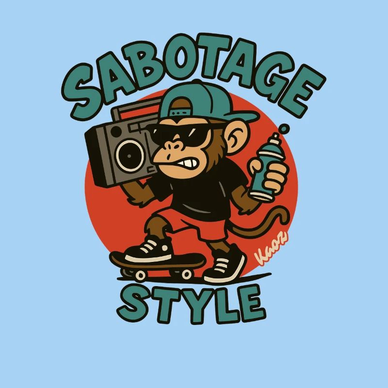 Cool Monkey avec style de planche à roulettes et de bombe aérosol