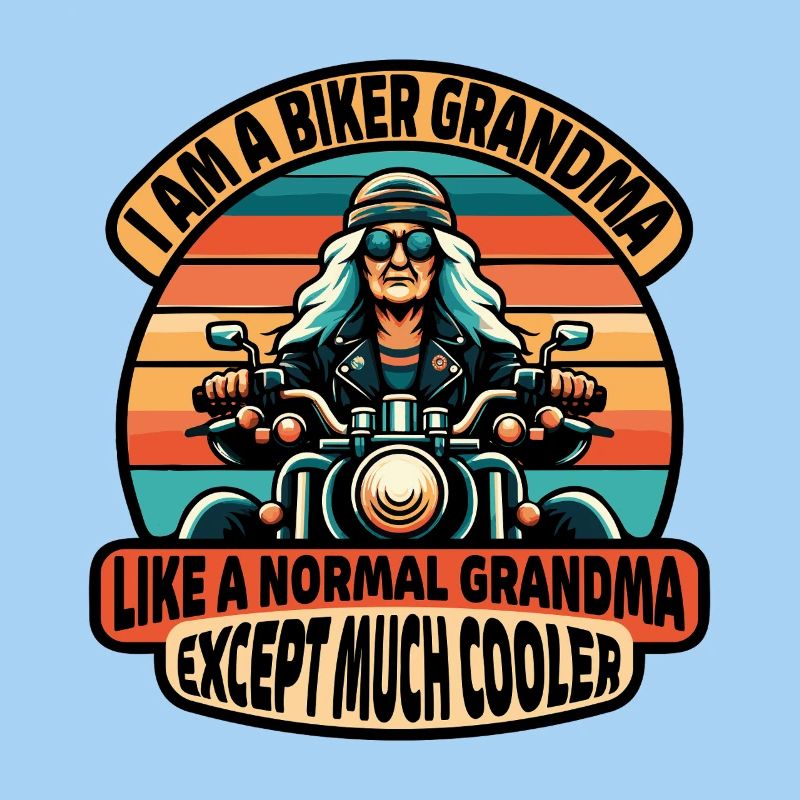 Biker-Oma mit cooler Attitüde