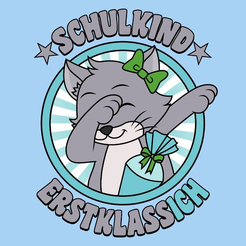 Schulkind Erstklassig Katze Mädchen Erstklassich