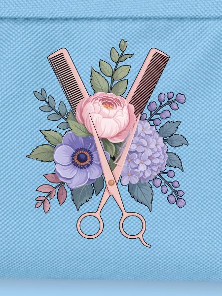 Friseur Schere Kamm Blumen