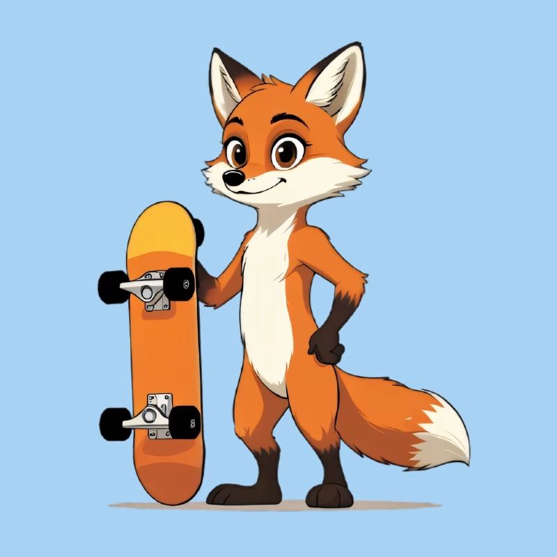 Waldfuchs mit Skateboard Motiv