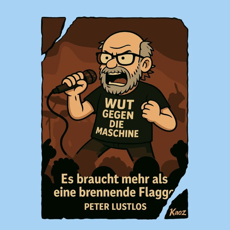 Protestierender Peter Lustlos mit Mikrofon