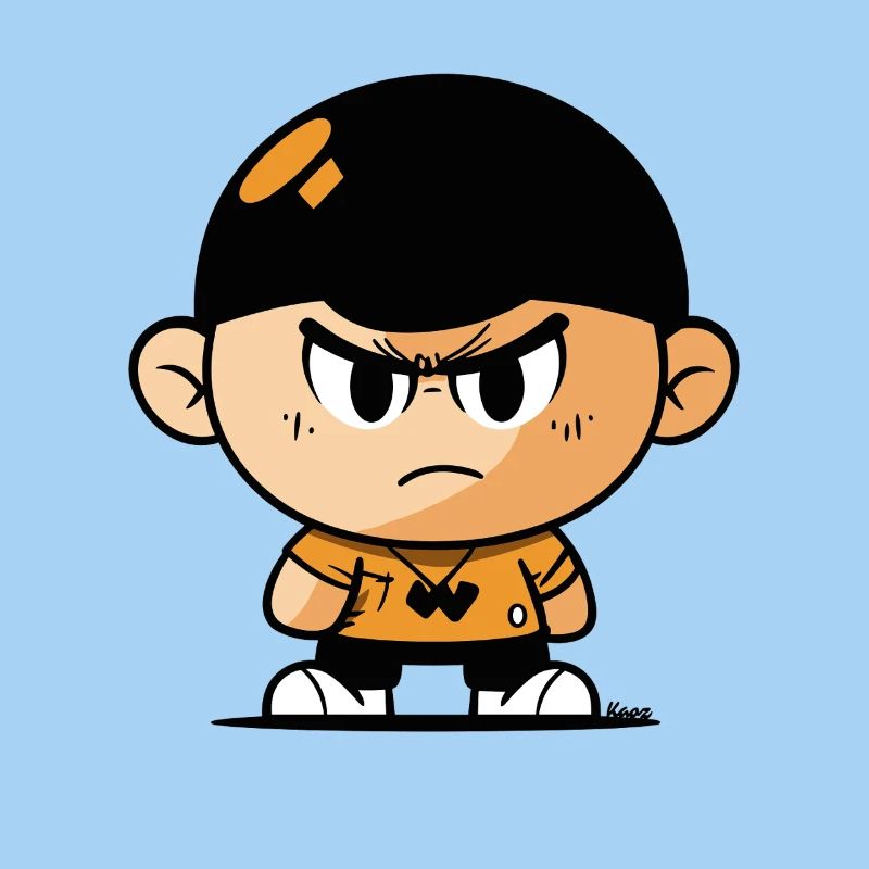 Fierce Cartoon Boy Illustration