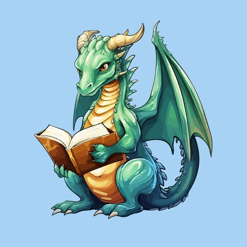 Fantasy-Lese-Drache mit Buch