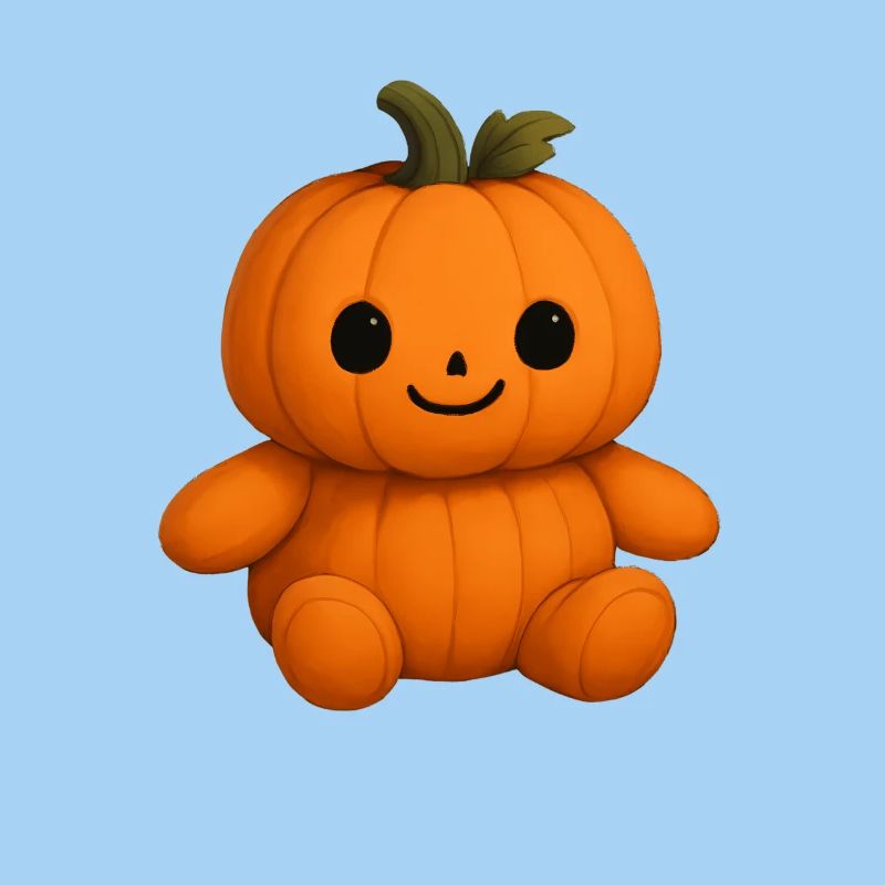 Cute pumpkin teddy bear friendly face