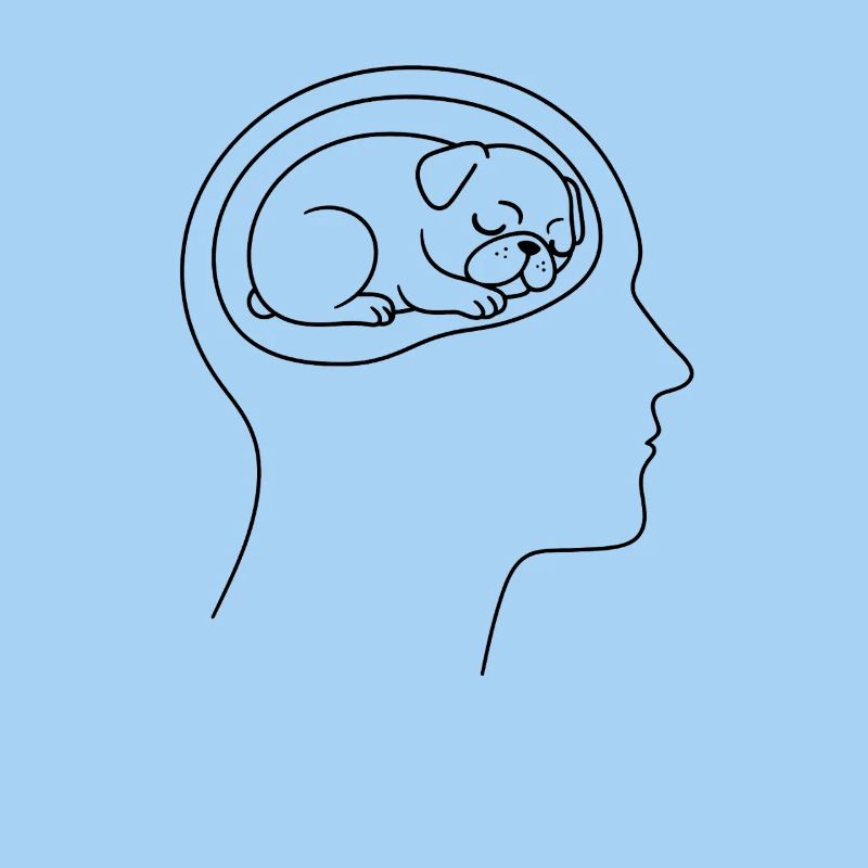 Drolliger Mopskopf Gedanken Hundehaltern 