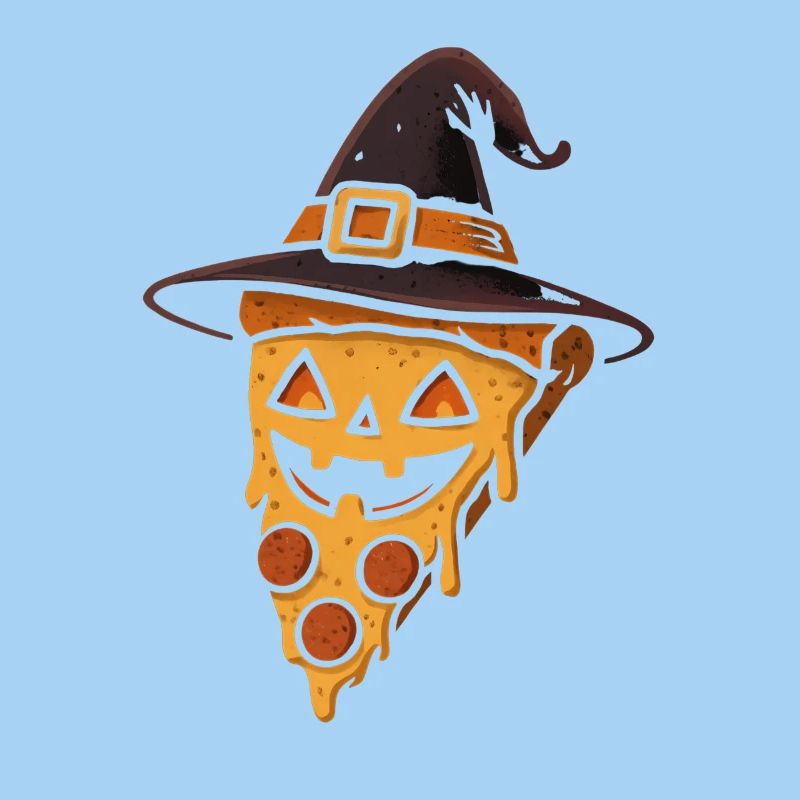 Pizza à la citrouille avec chapeau de sorcière