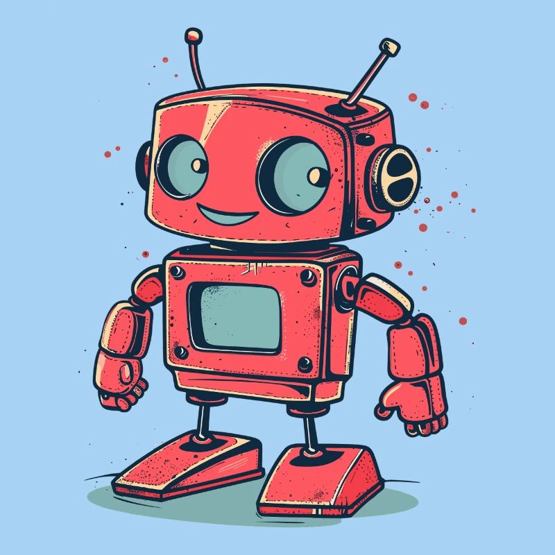 Retro Robot Cartoon Sticker