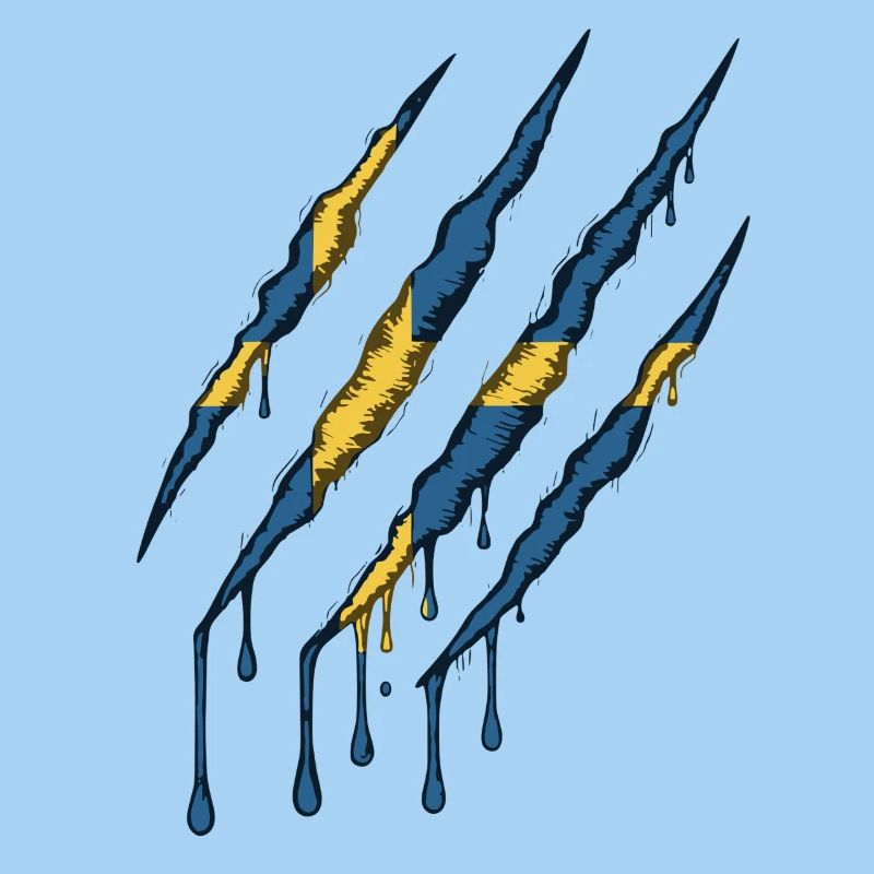 Suède Drapeau Griffe Grunge Sverige Scratch Trace